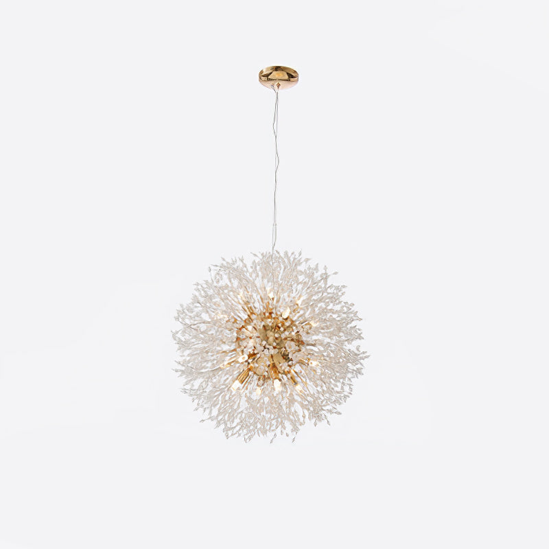 Elegant Gold Crystal Dandelion Chandelier with LED Lights