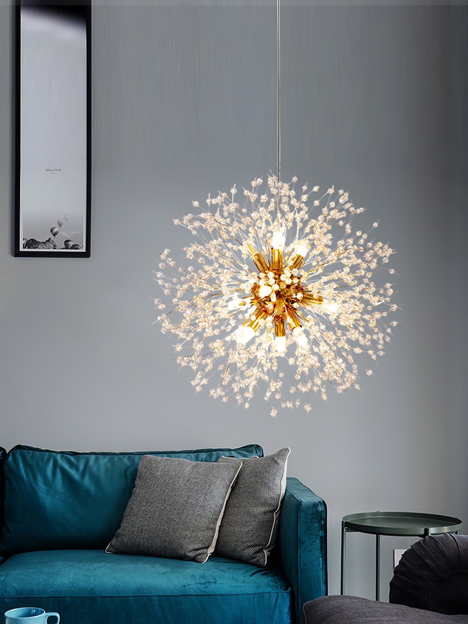 Elegant Gold Crystal Dandelion Chandelier with LED Lights