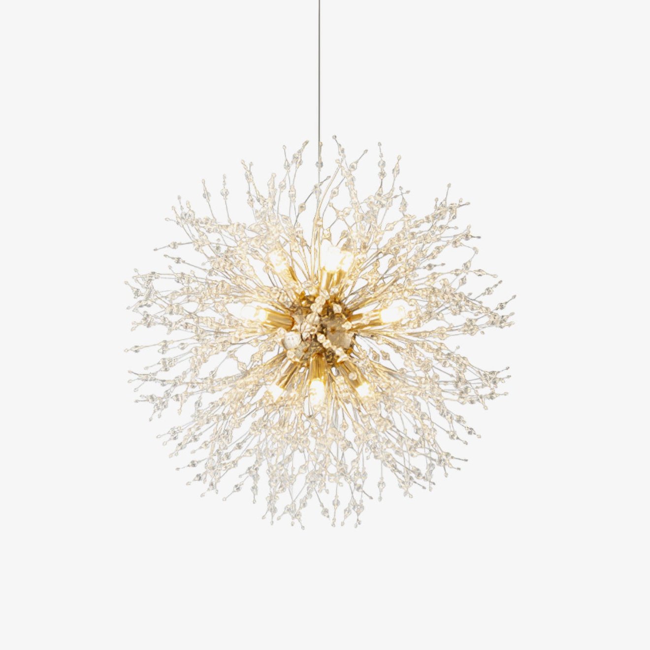 Elegant Gold Crystal Dandelion Chandelier with LED Lights