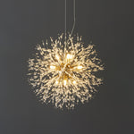 Elegant Gold Crystal Dandelion Chandelier with LED Lights