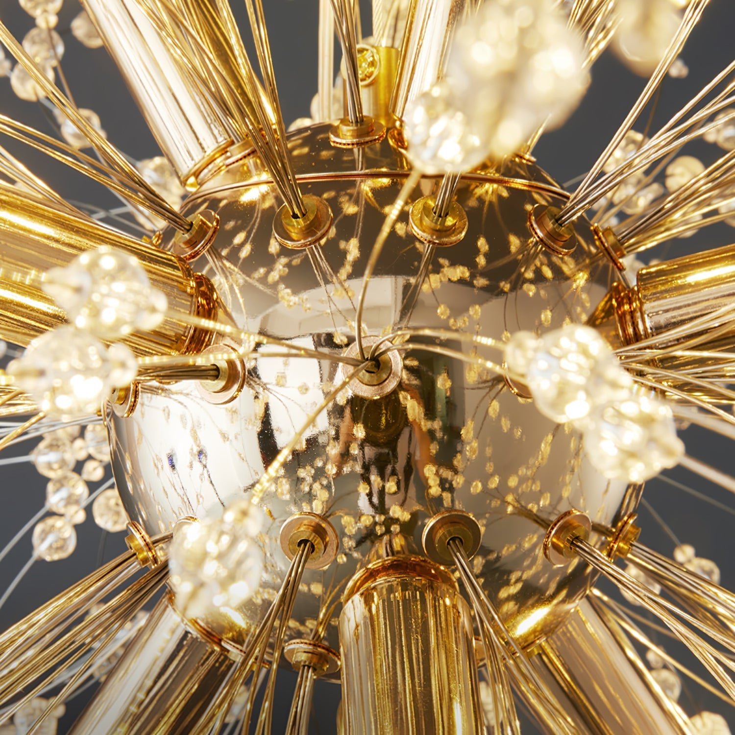 Elegant Gold Crystal Dandelion Chandelier with LED Lights
