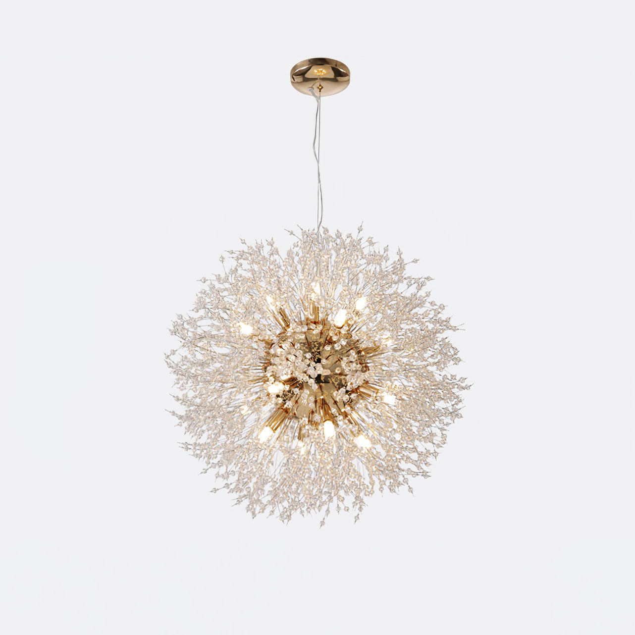 Elegant Gold Crystal Dandelion Chandelier with LED Lights