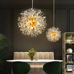 Elegant Gold Crystal Dandelion Chandelier with LED Lights