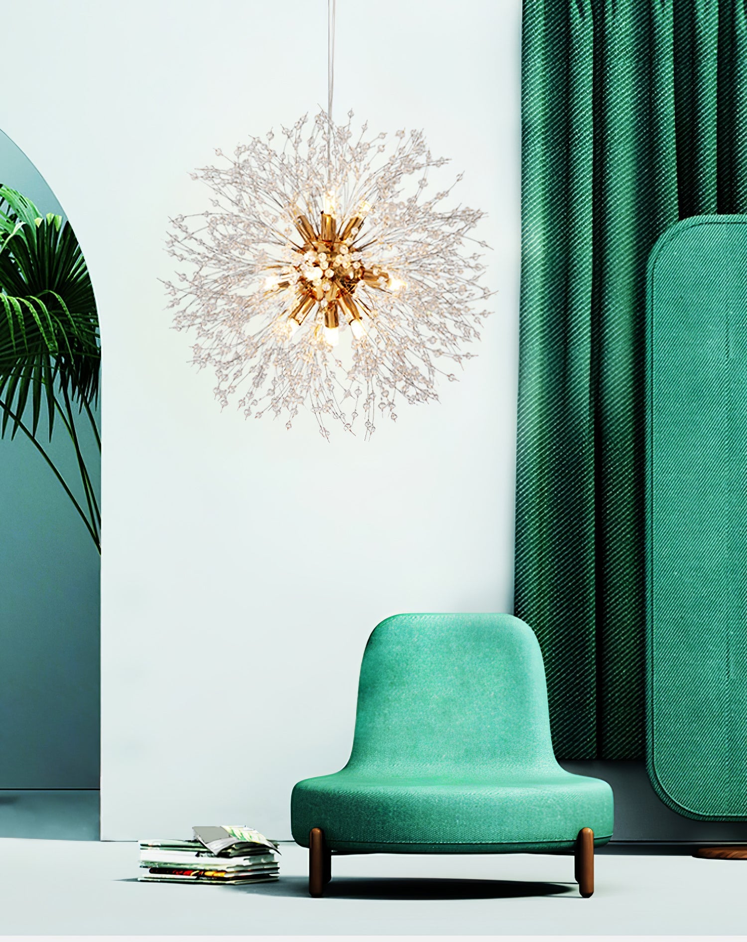 Elegant Gold Crystal Dandelion Chandelier with LED Lights