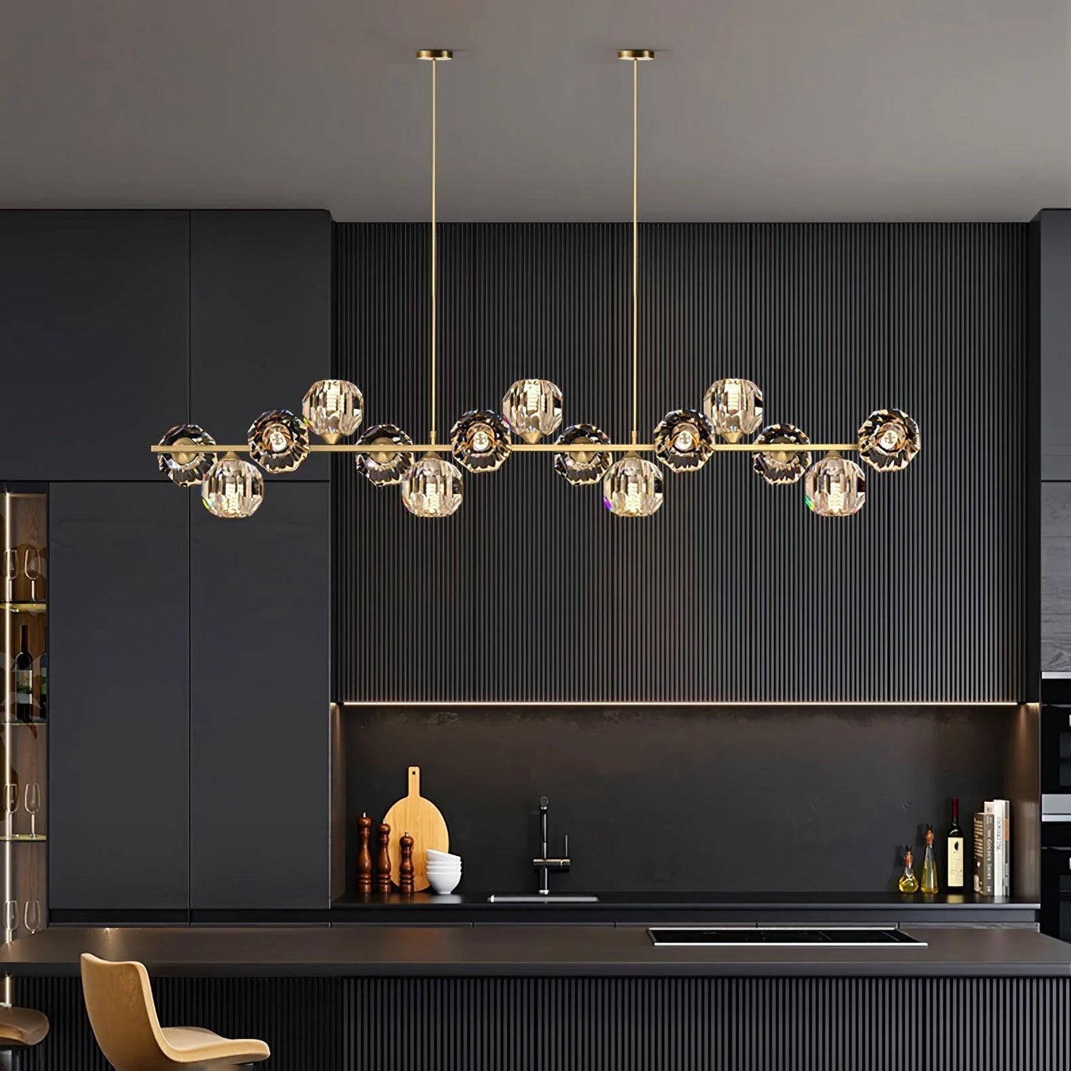 Crystal Glass Ball Chandelier – Brass & Clear Luxury Ceiling Light