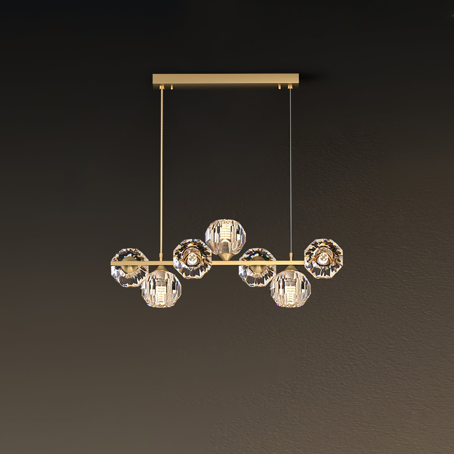 Crystal Glass Ball Chandelier – Brass & Clear Luxury Ceiling Light