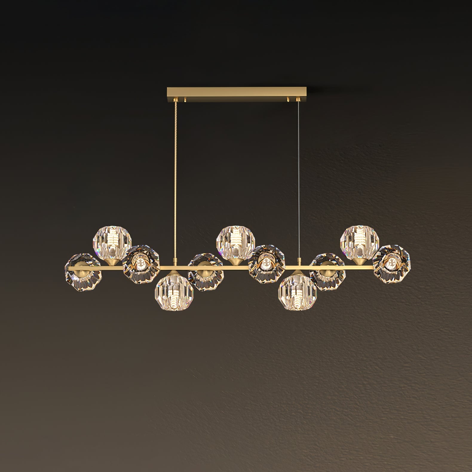 Crystal Glass Ball Chandelier – Brass & Clear Luxury Ceiling Light