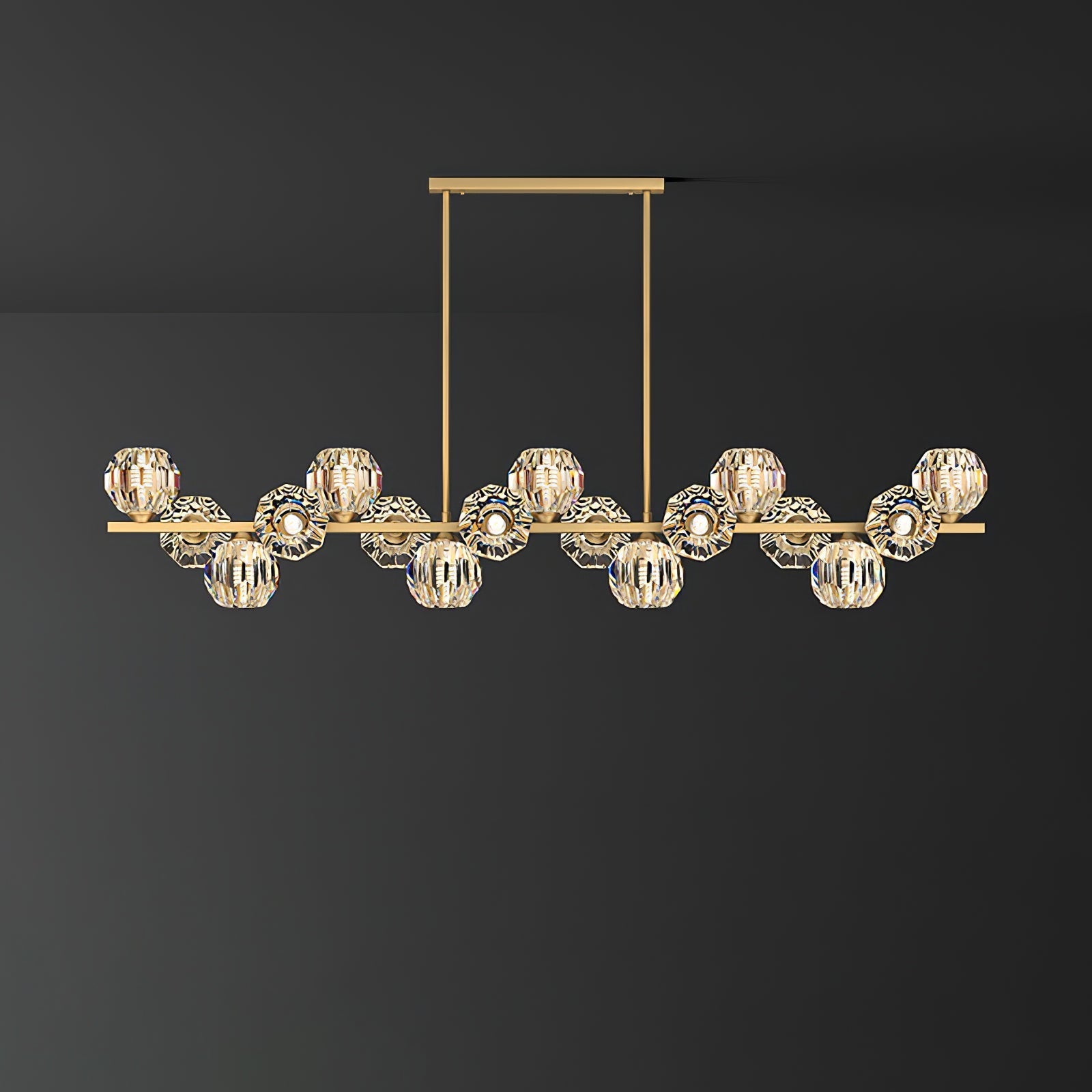 Crystal Glass Ball Chandelier – Brass & Clear Luxury Ceiling Light