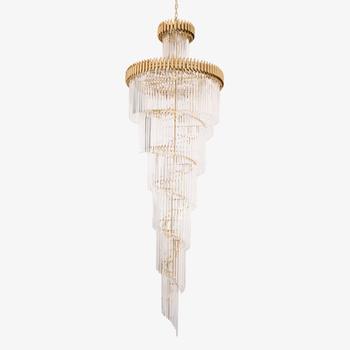 Vakkerlight Crystal Spiral Chandelier – Gold Finish, 39‑in Diameter