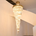 Vakkerlight Crystal Spiral Chandelier – Gold Finish, 39‑in Diameter