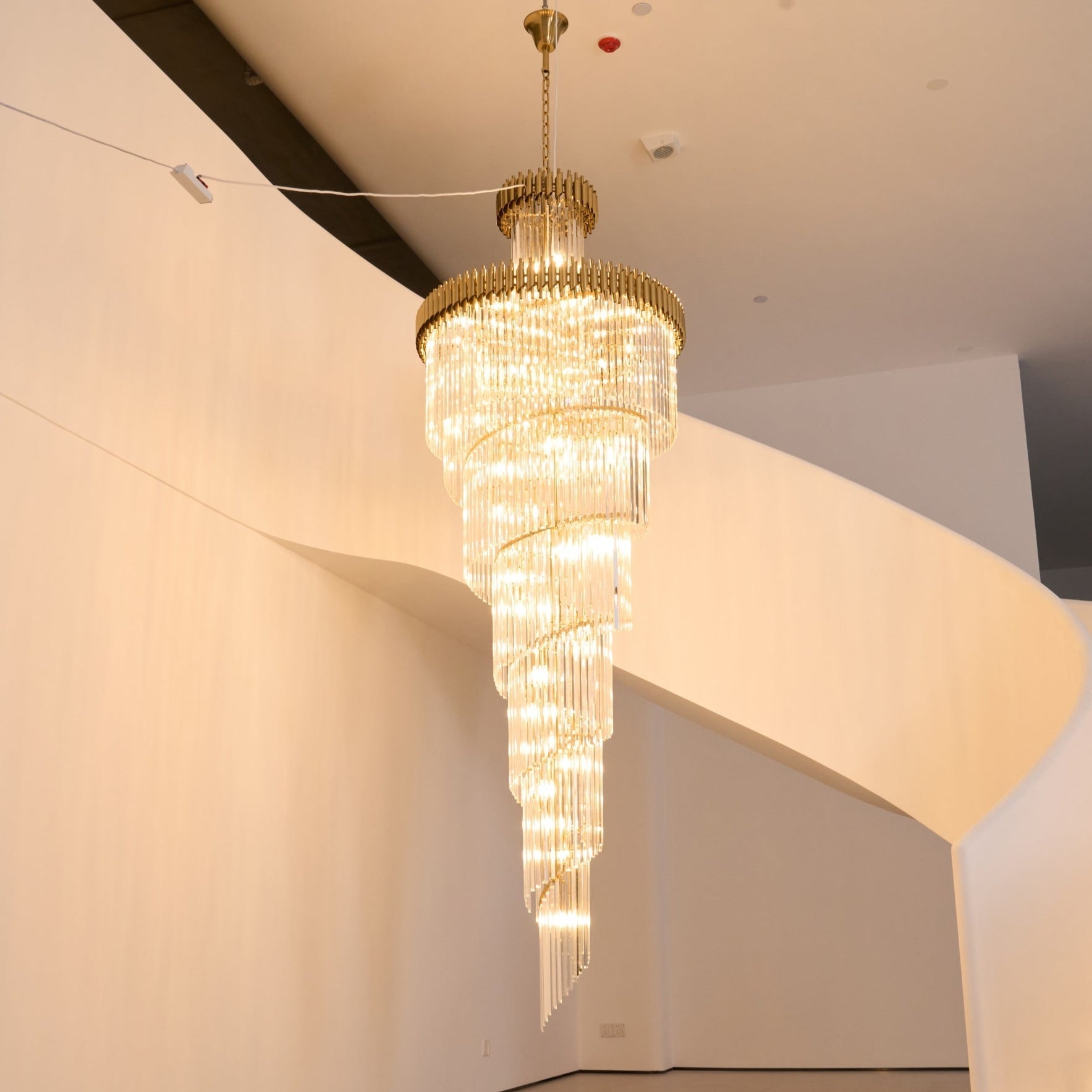 Vakkerlight Crystal Spiral Chandelier – Gold Finish, 39‑in Diameter
