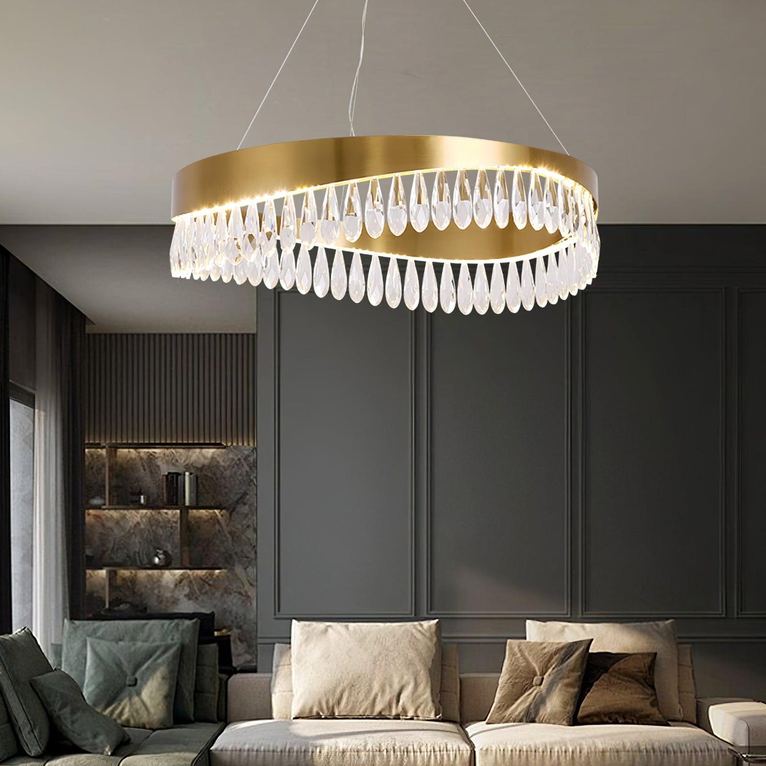 Crystal Sticks Chandelier – Copper Plated LED Crystal Fixture