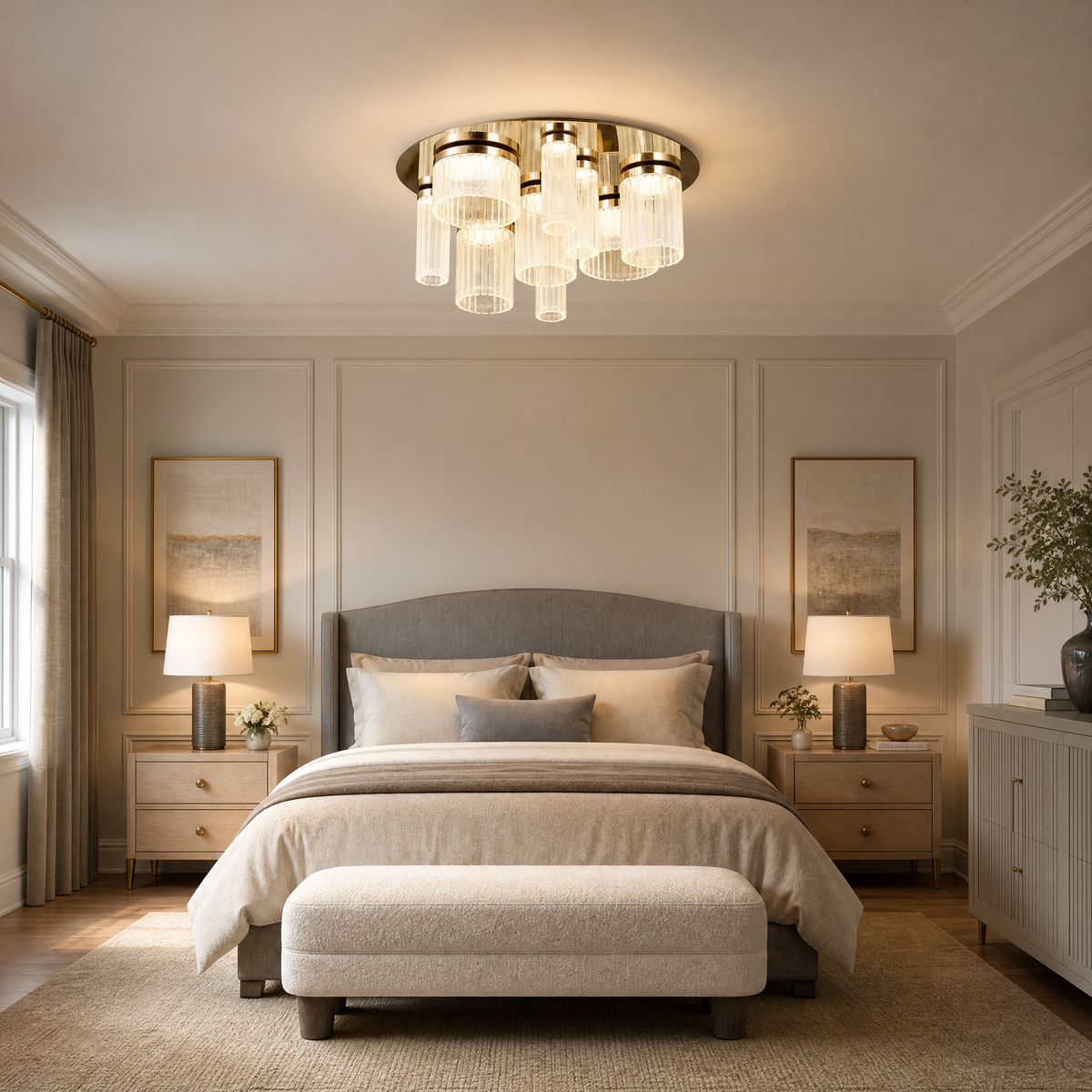Crystalia Modern Crystal Flush Mount Ceiling Light