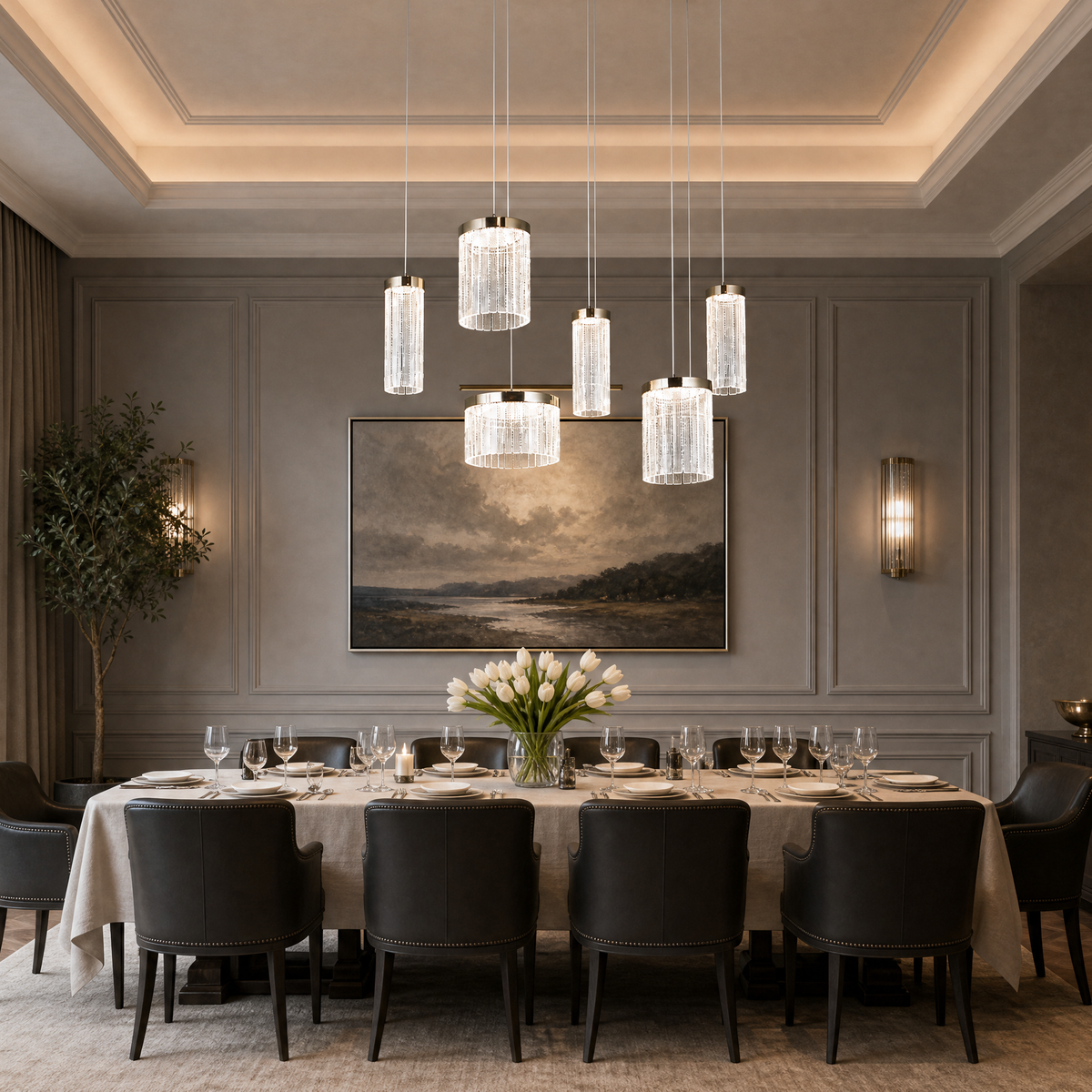 Crystalia Modern Linear Dining Pendant Light