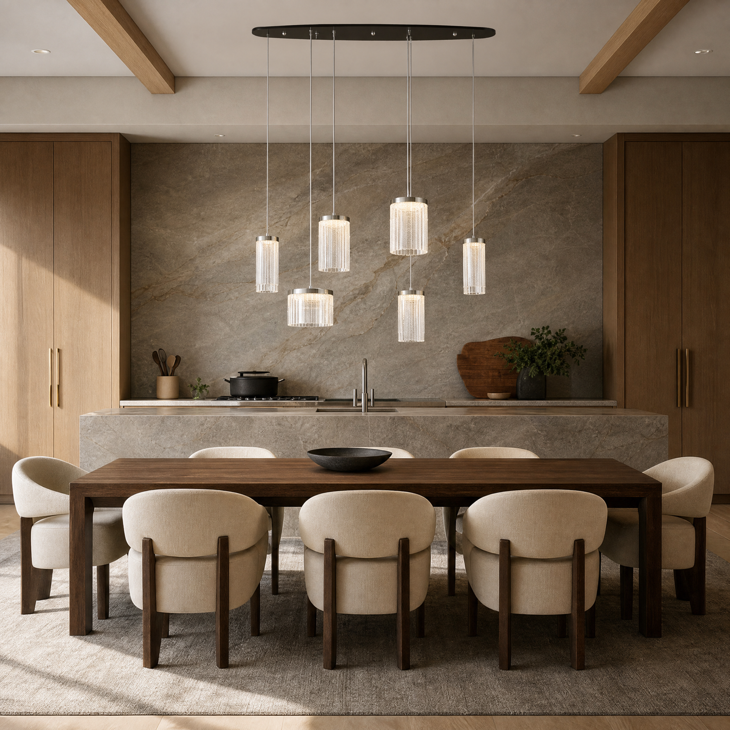 Crystalia Modern Linear Dining Pendant Light