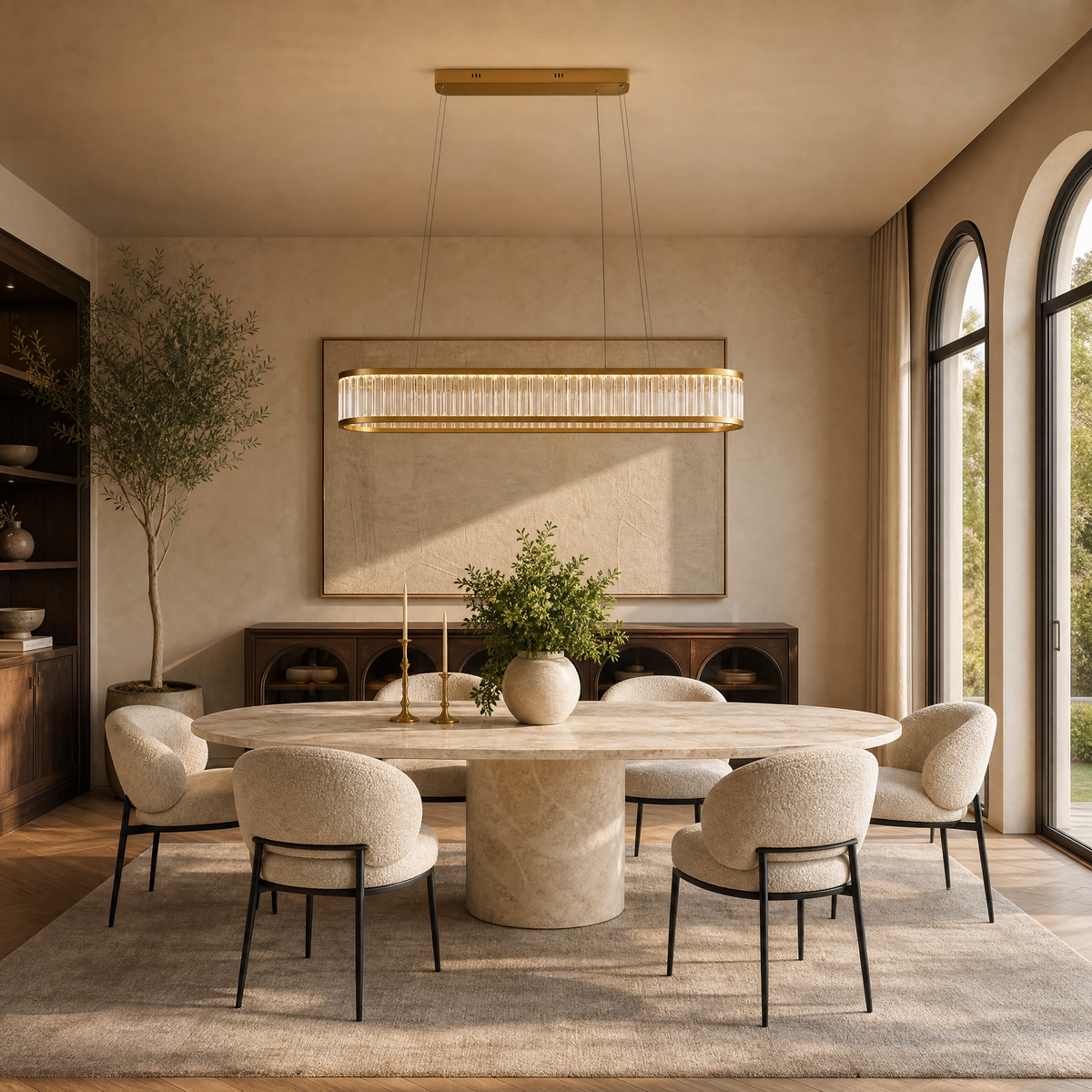 Crystara Modern Dining Room Linear Chandelier