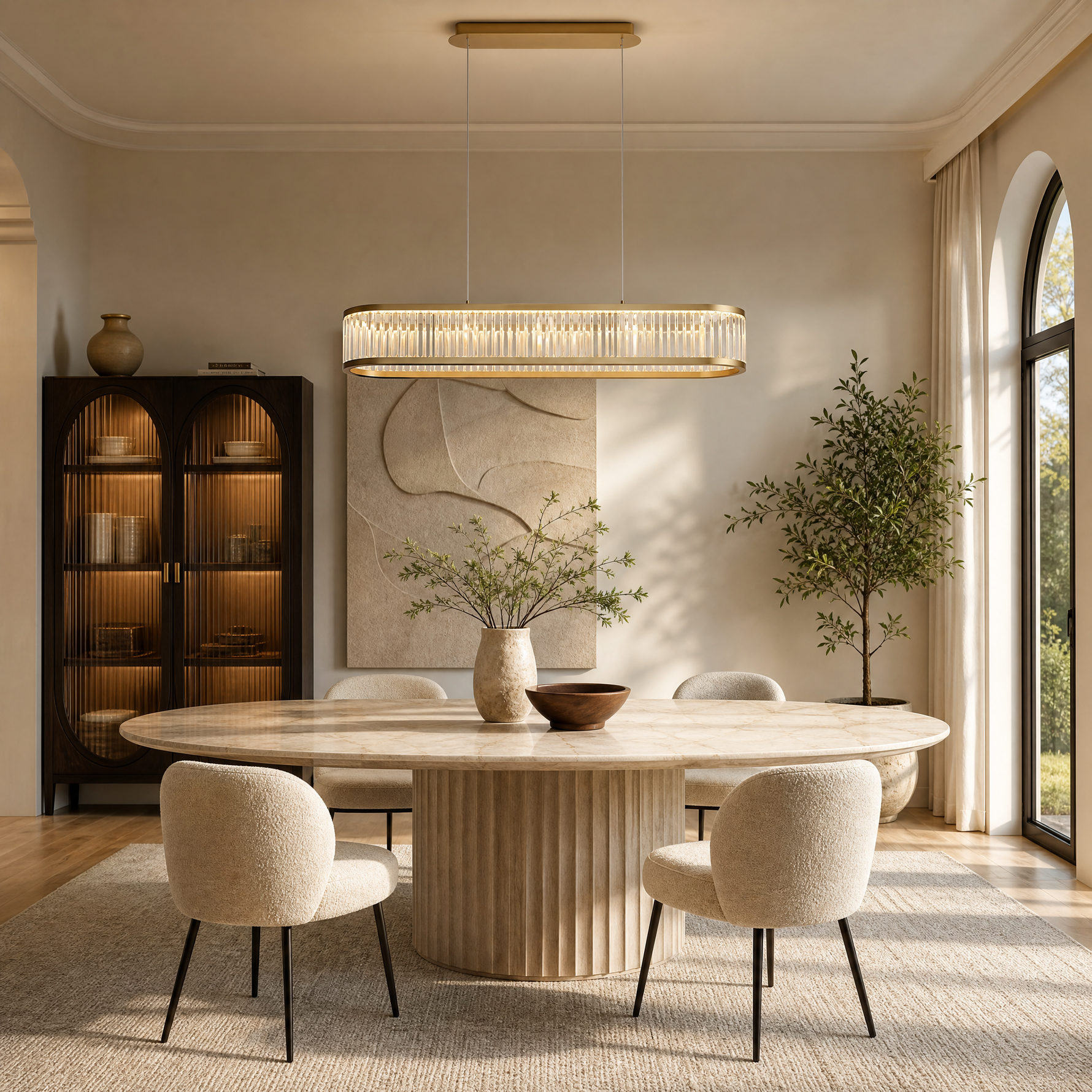 Crystara Modern Dining Room Linear Chandelier