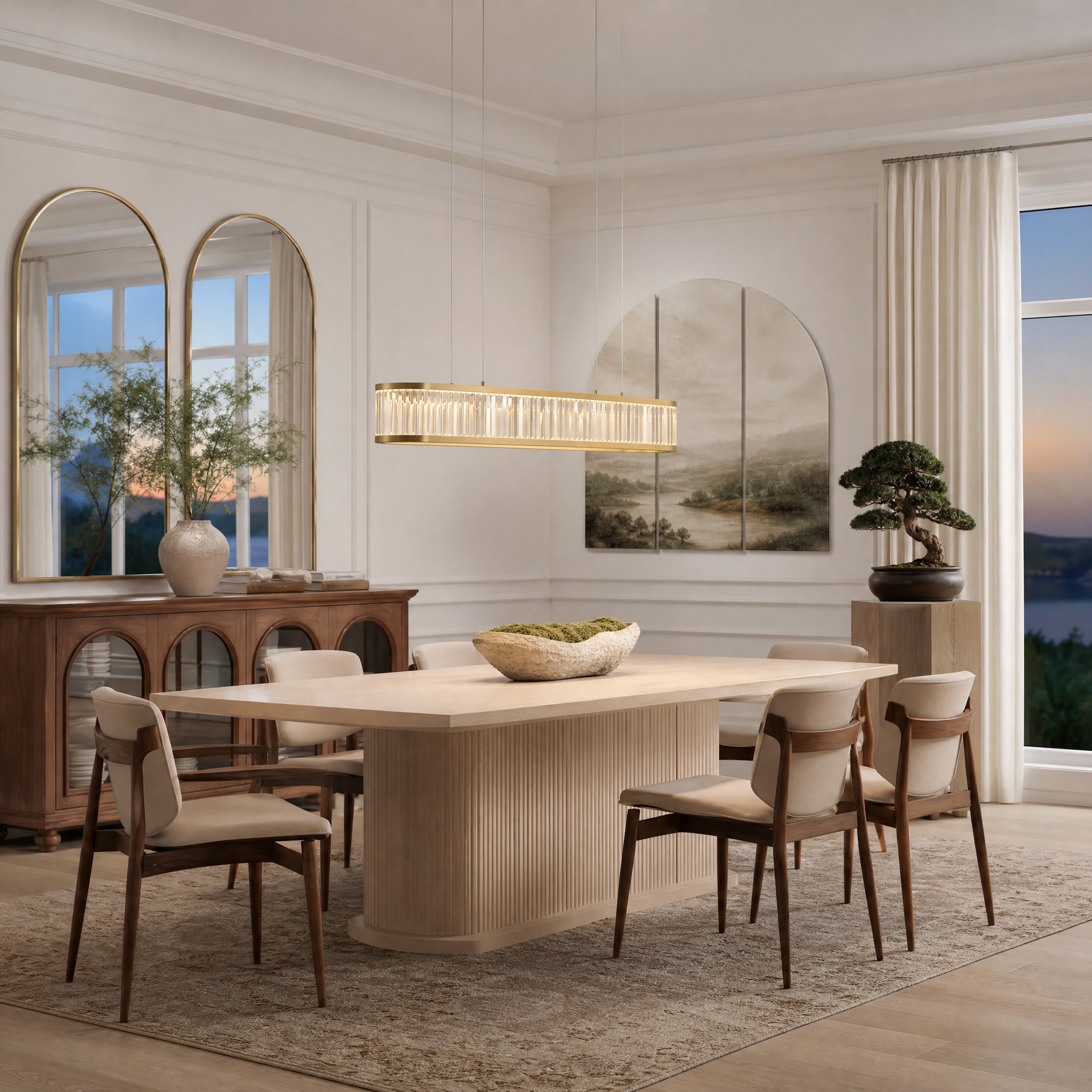 Crystara Modern Dining Room Linear Chandelier