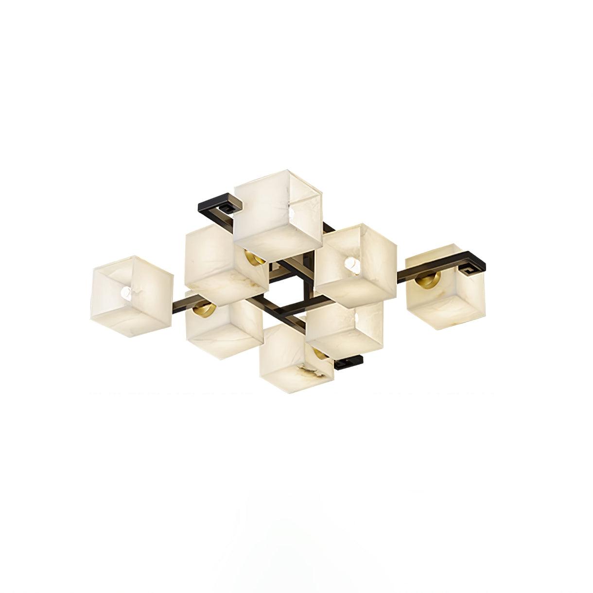 Cubist Alabaster Cluster Ceiling Lamp Modern Black & White 4-Head Light