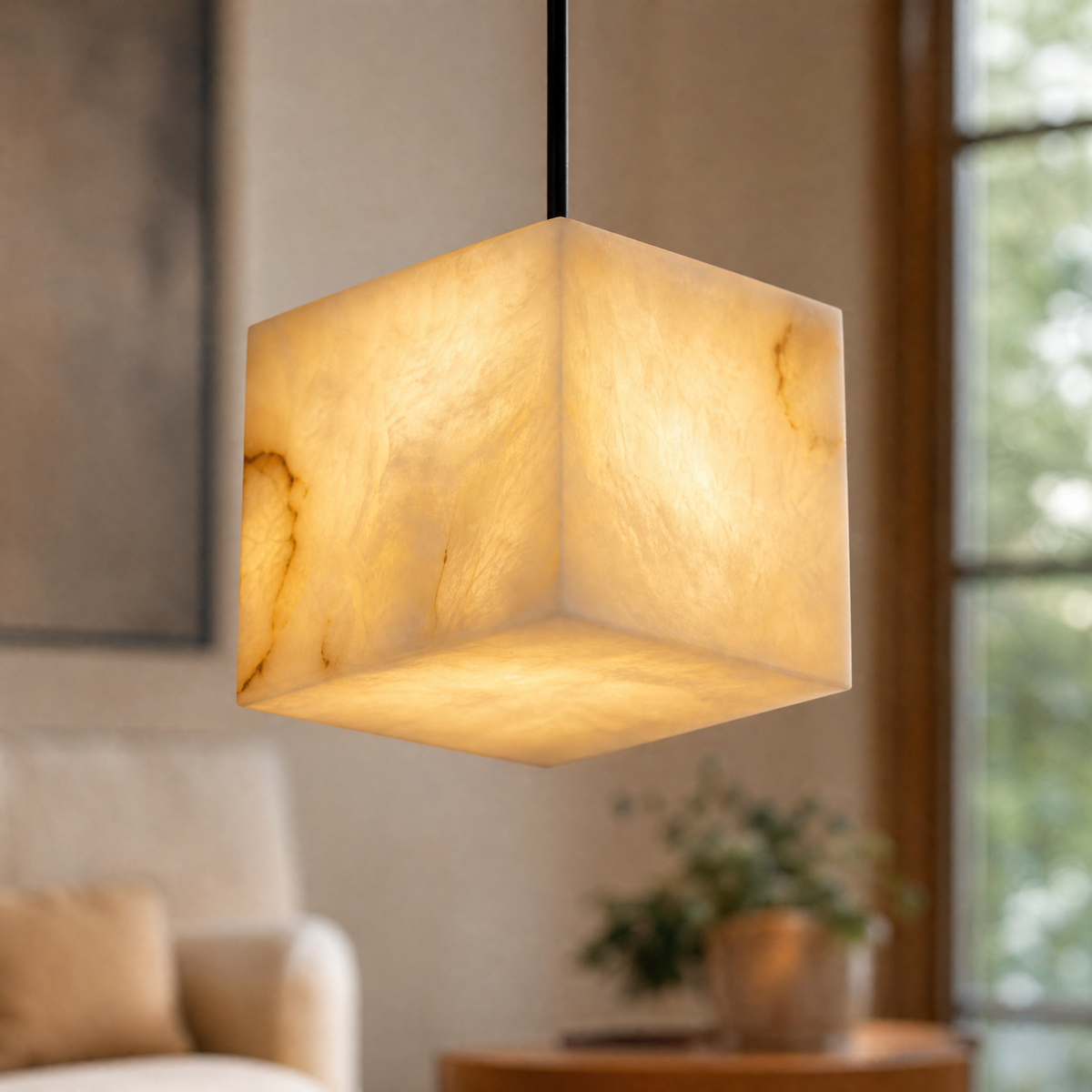 Cubo Modern Cluster Alabaster Pendant Light