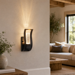 Curved Matte Black Iron and Crystal LED Wall Sconce