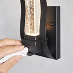 Curved Matte Black Iron and Crystal LED Wall Sconce