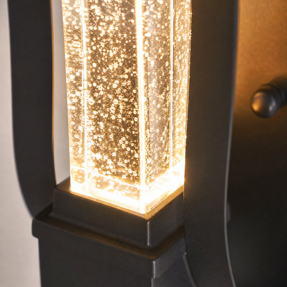 Curved Matte Black Iron and Crystal LED Wall Sconce