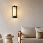 Cylinder Arm Stacked Alabaster Black Wall Sconce
