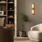 Cylinder Arm Stacked Alabaster Black Wall Sconce