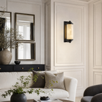 Cylinder Arm Stacked Alabaster Black Wall Sconce