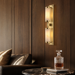 Cylinder Arm Tall Stacked Alabaster Brass Wall Sconce