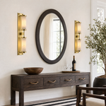 Cylinder Arm Tall Stacked Alabaster Brass Wall Sconce