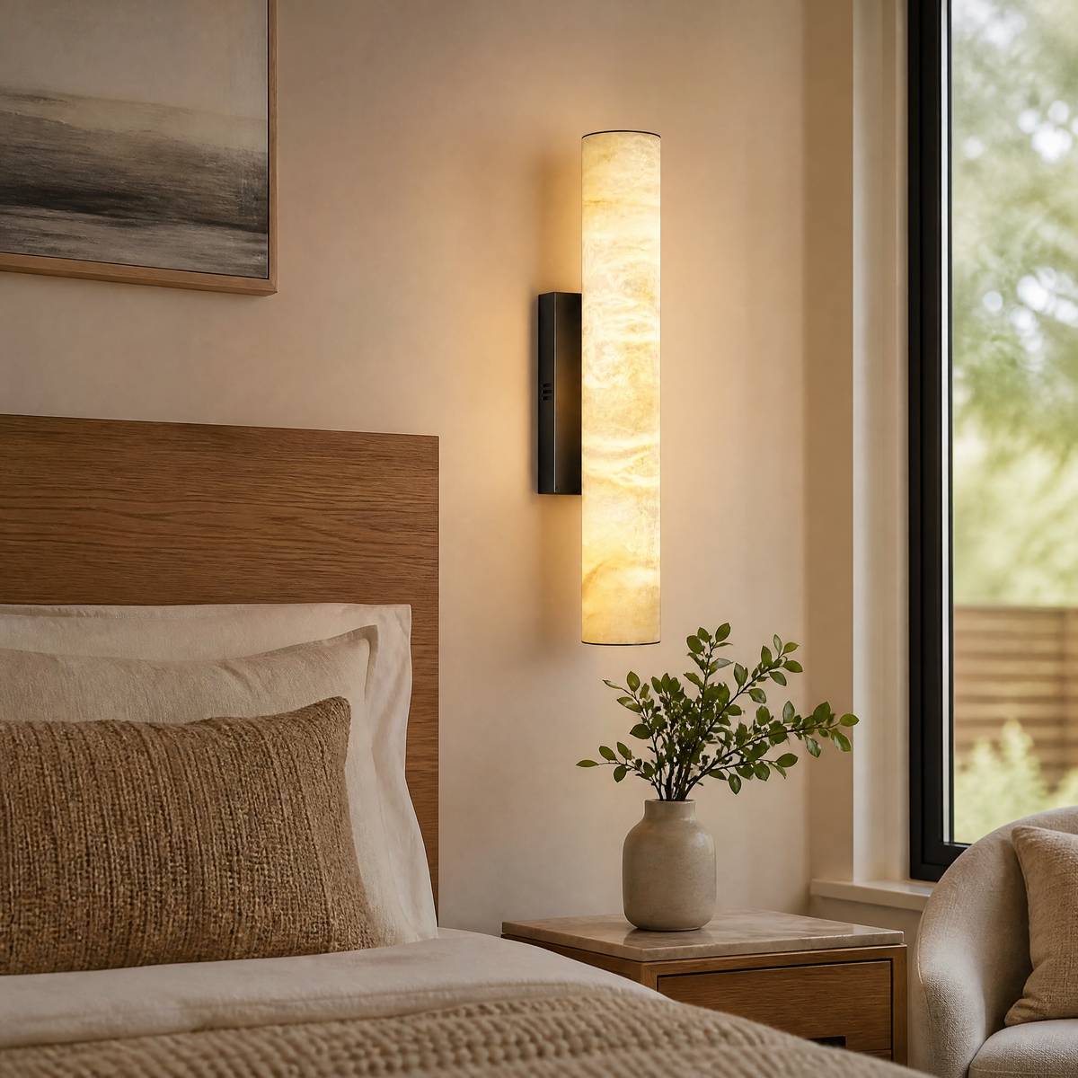 Cylinder Marble Wall Sconce 500 Single - Black