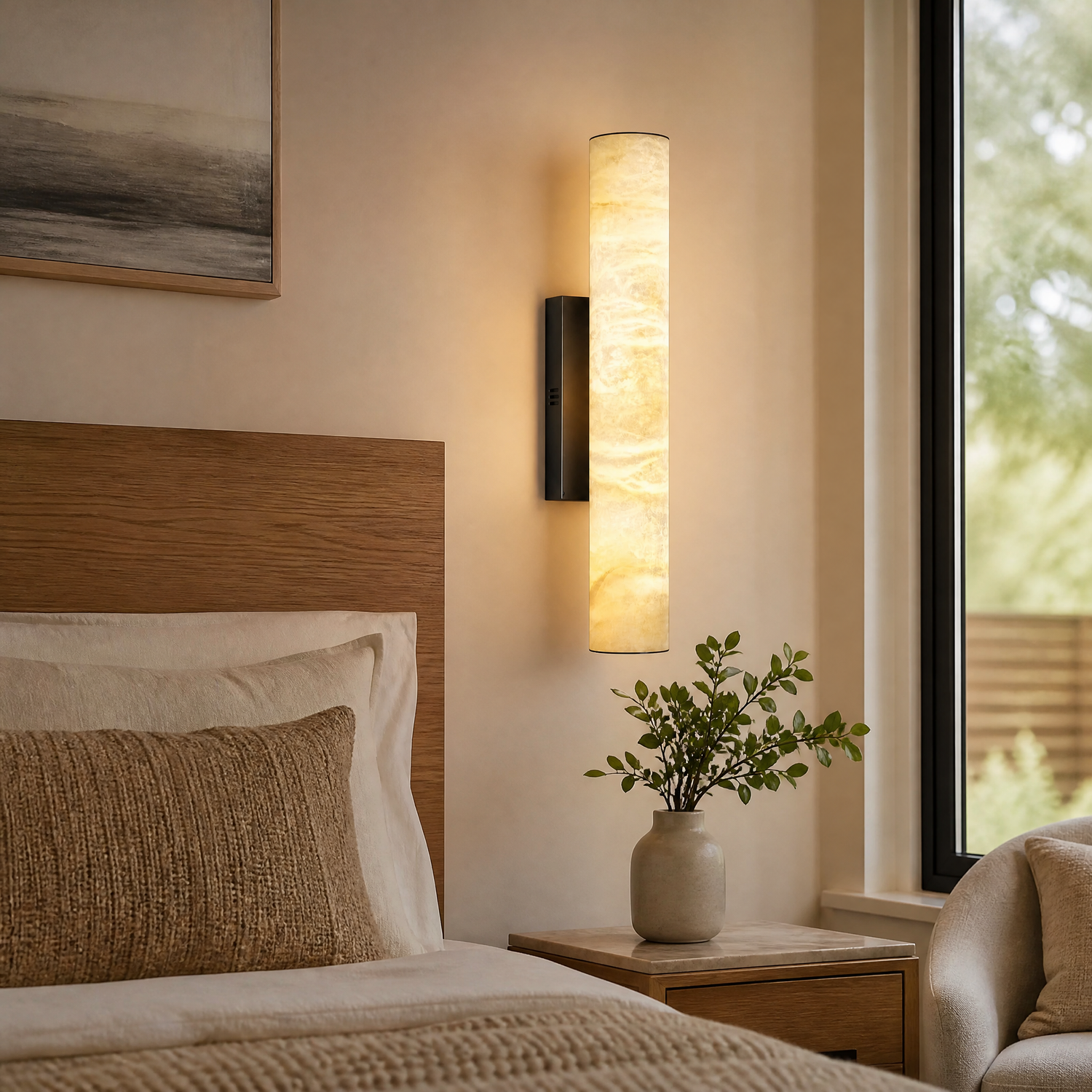 Cylinder Marble Wall Sconce 500 Single - Black