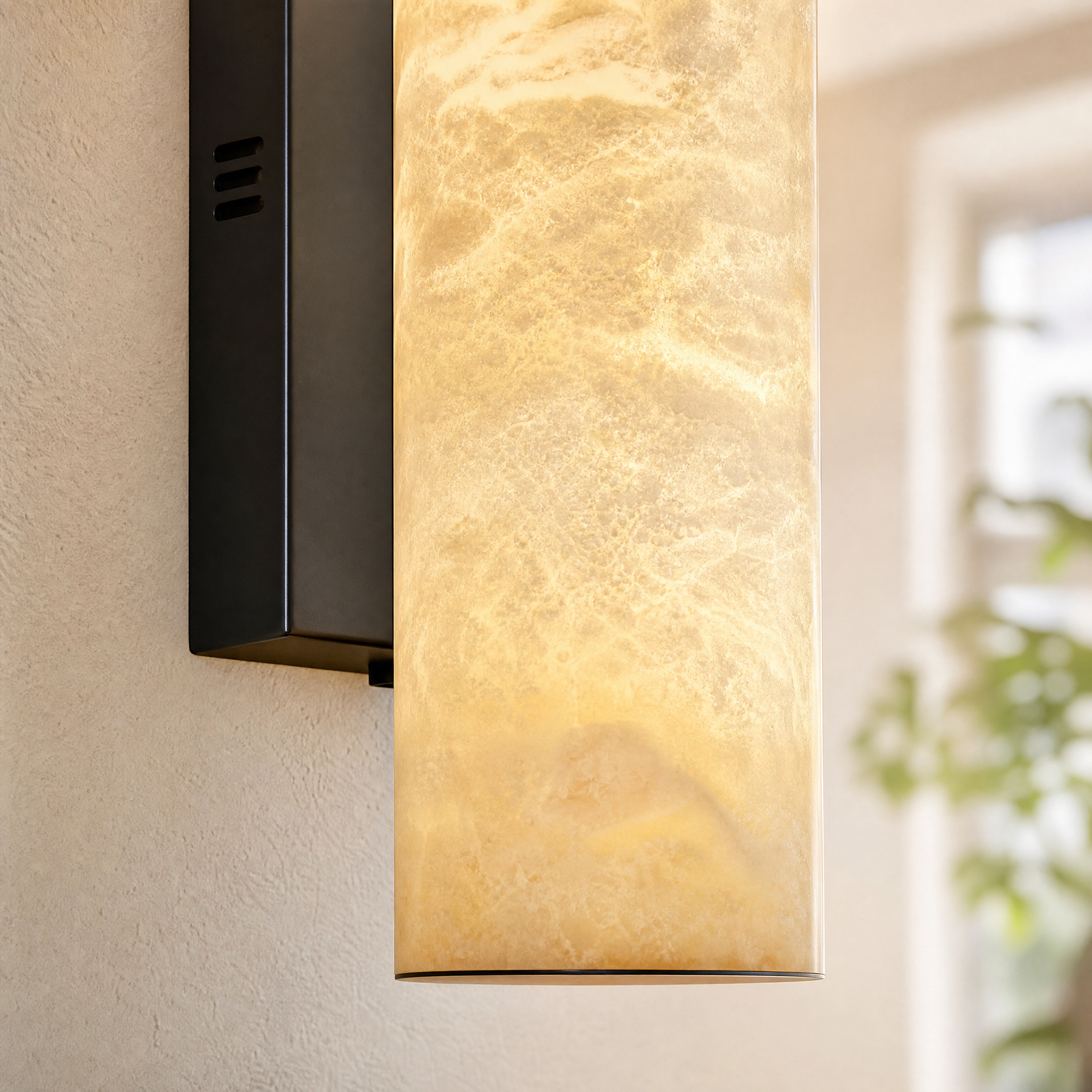 Cylinder Marble Wall Sconce 500 Single - Black