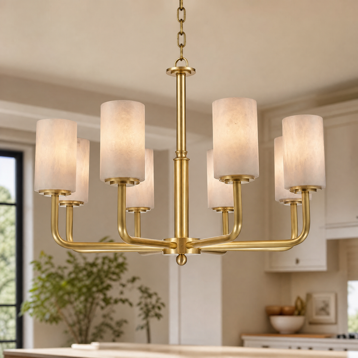 Cylinder Shade Alabaster Pendant Light