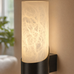 Cylinder Wrap Alabaster Brass Tube Wall Sconce