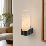 Cylinder Wrap Alabaster Brass Tube Wall Sconce