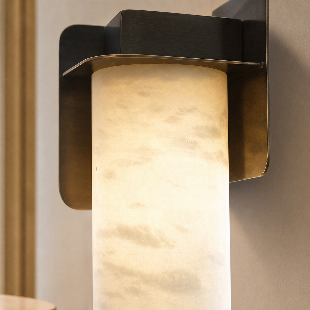 Cylinder Wrap Alabaster Bronze Blade Wall Sconce
