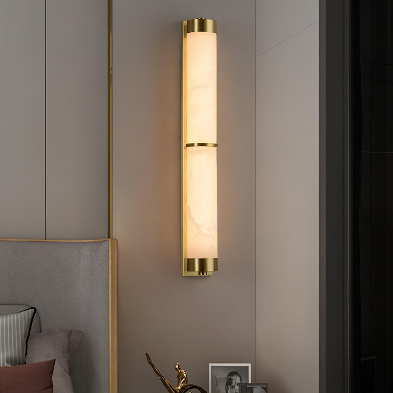 Cylindra Alabaster Brass Wall Light - YIOSI