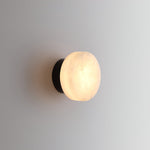 Elegant Cylindrical Alabaster Wall Light with Brass Finish