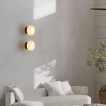 Elegant Cylindrical Alabaster Wall Light with Brass Finish