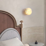 Elegant Cylindrical Alabaster Wall Light with Brass Finish