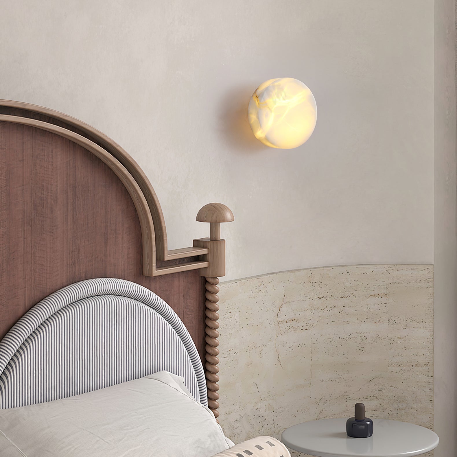 Elegant Cylindrical Alabaster Wall Light with Brass Finish