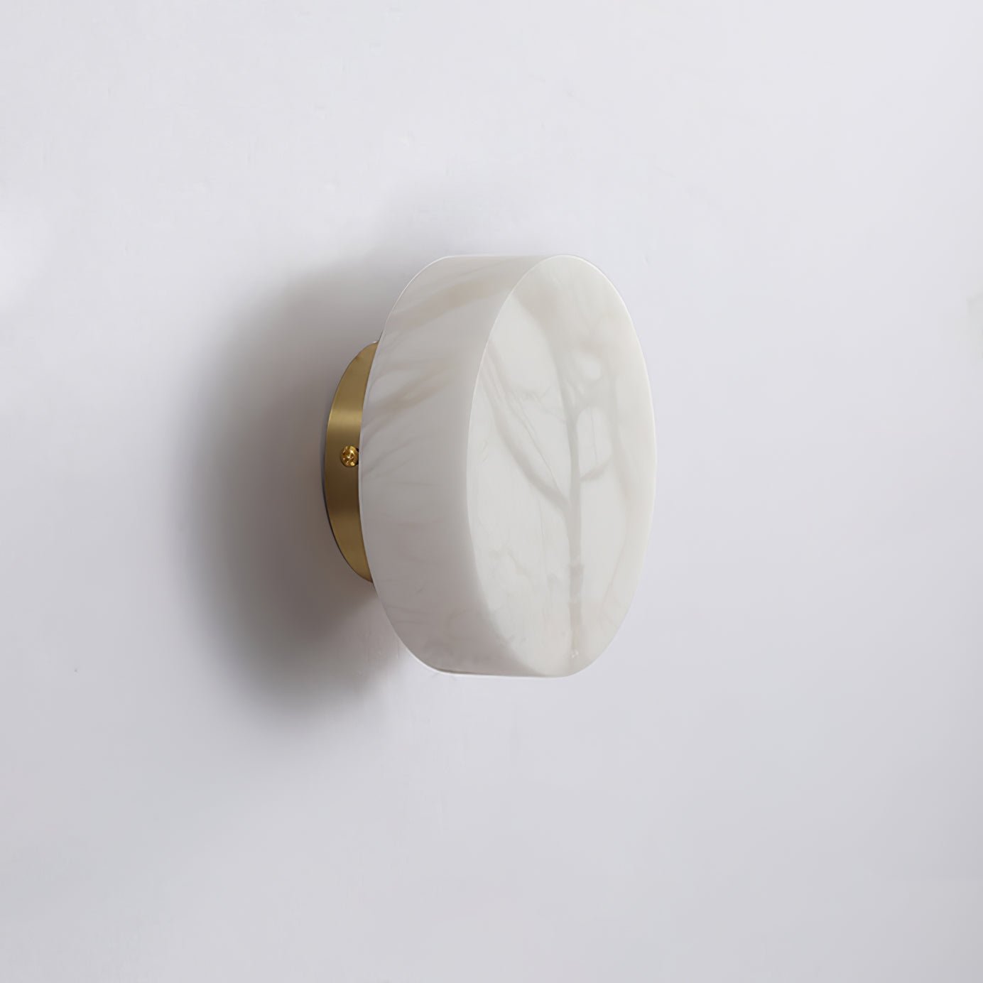Elegant Cylindrical Alabaster Wall Light with Brass Finish