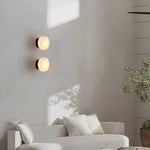 Elegant Cylindrical Alabaster Wall Light with Brass Finish