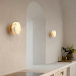 Elegant Cylindrical Alabaster Wall Light with Brass Finish