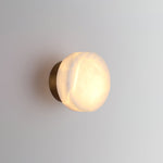 Elegant Cylindrical Alabaster Wall Light with Brass Finish