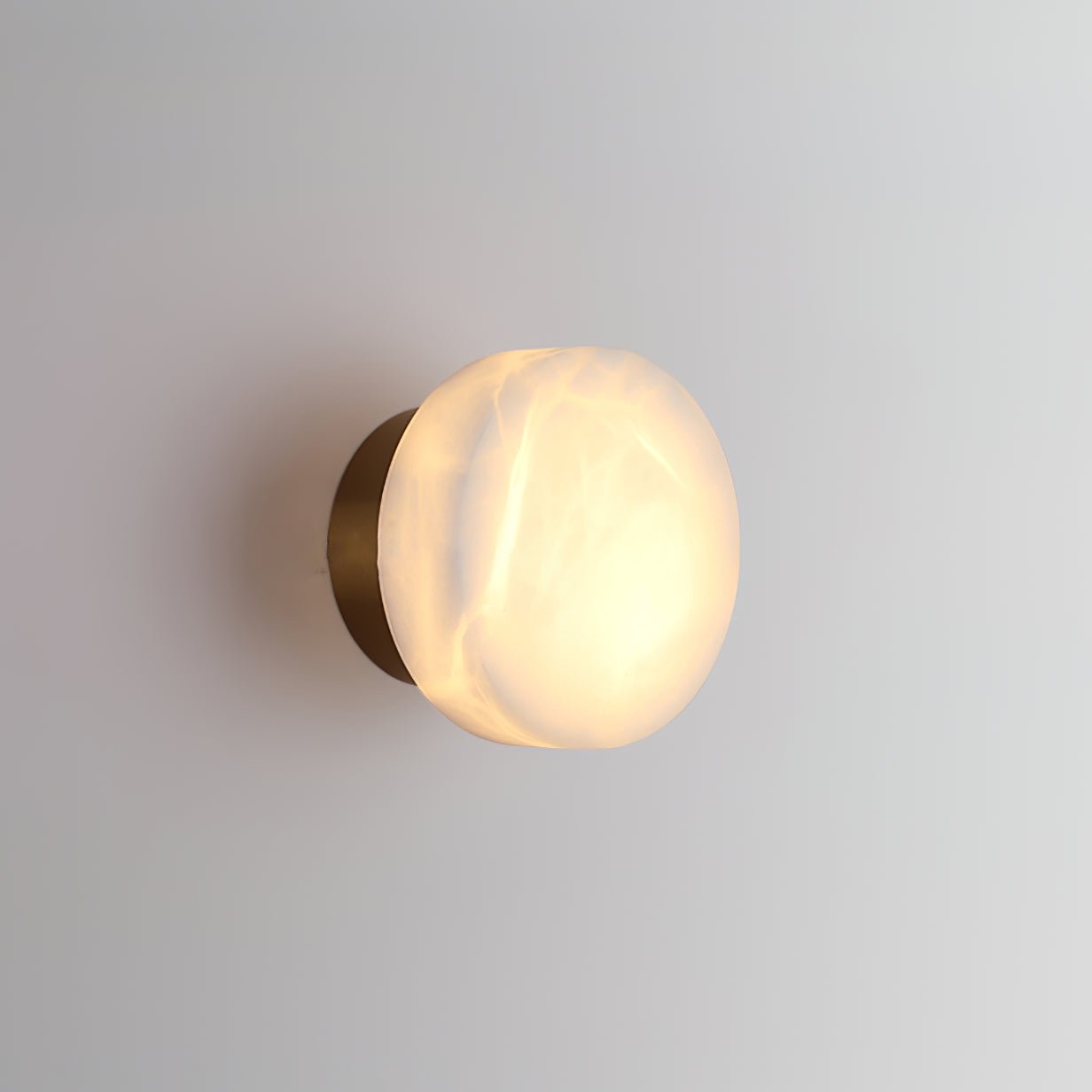 Elegant Cylindrical Alabaster Wall Light with Brass Finish