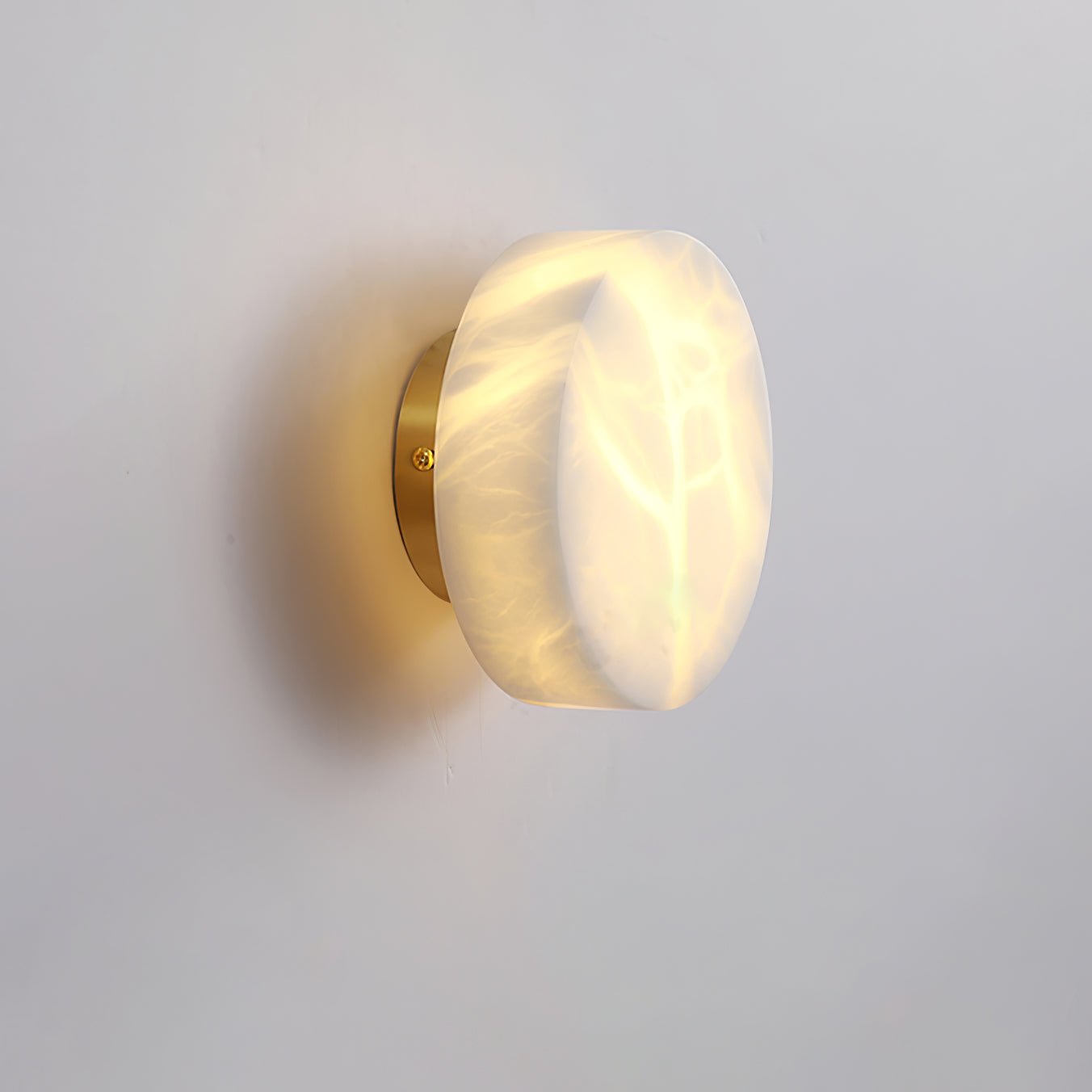 Elegant Cylindrical Alabaster Wall Light with Brass Finish